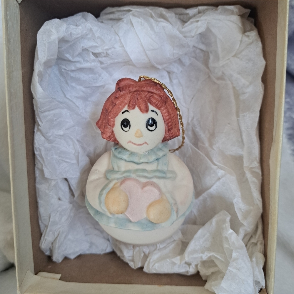 Adorable Ceramic Raggedy Ann  Ornament